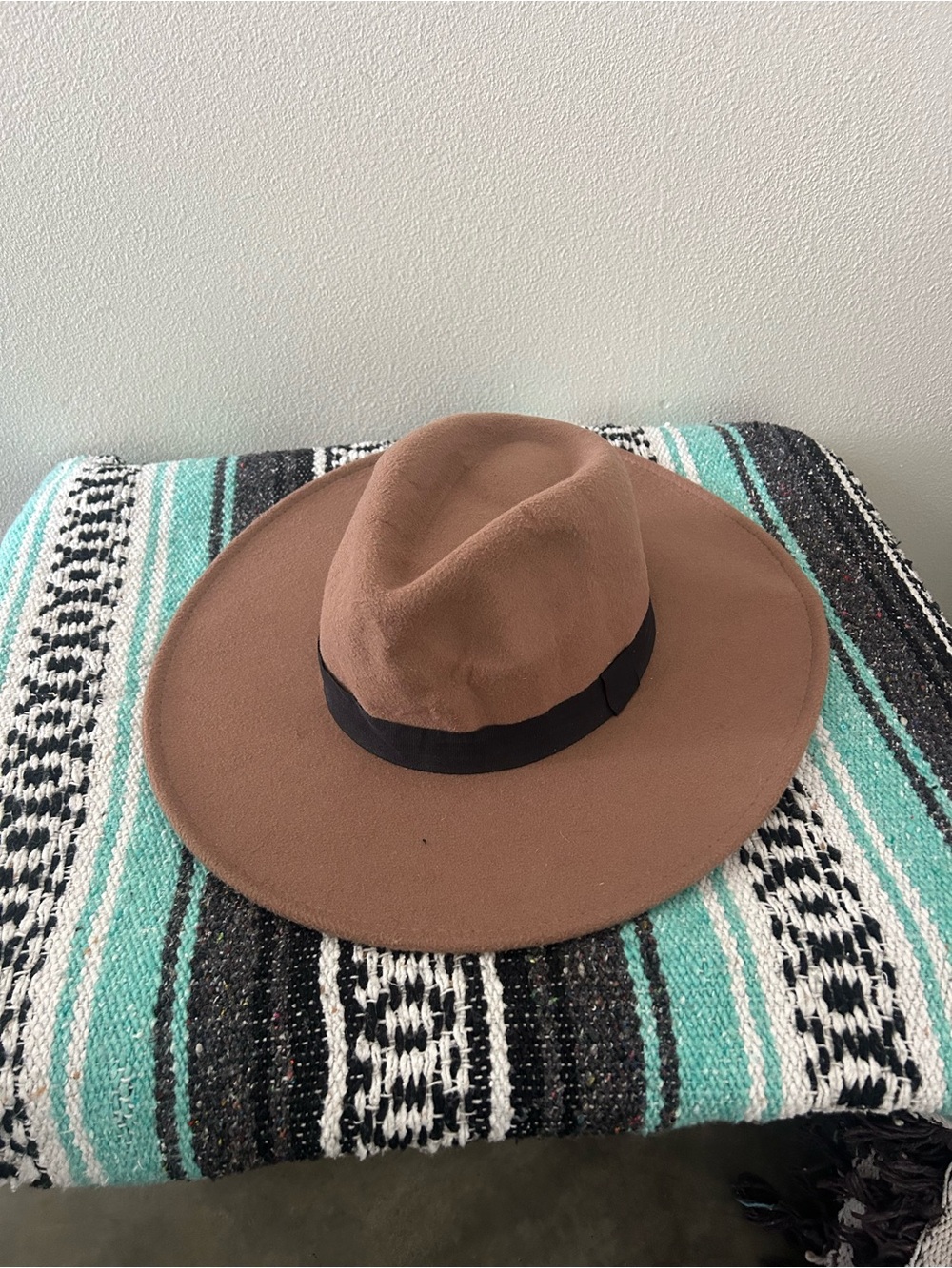 Brown Wide-Brim Fedora with Black Band